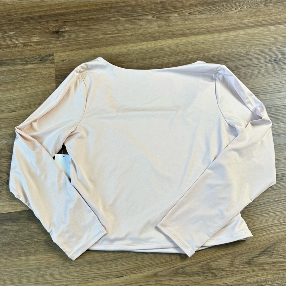 Melrose & Market Square Neck Long Sleeve Ruching Stretch Pleat Office‎ Pink XL - Picture 10 of 11
